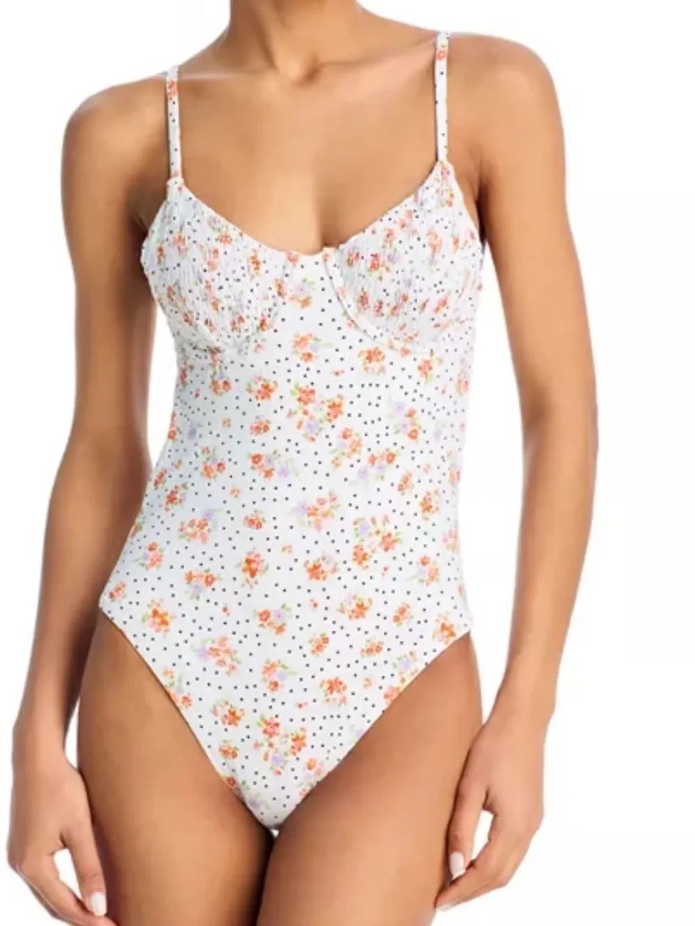 AQUA
Smocked Underwire One Piece Swimsuit